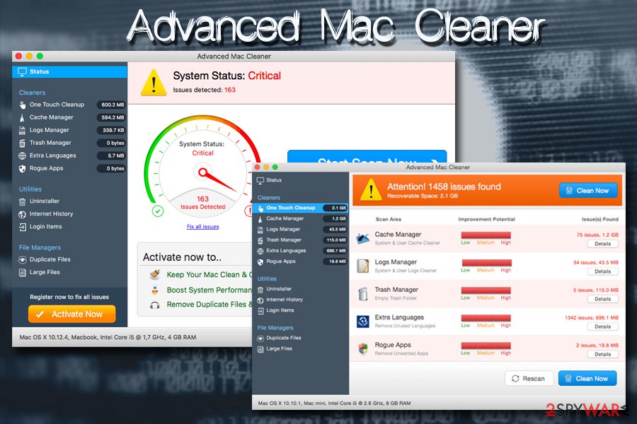 advanced mac cleaner scam